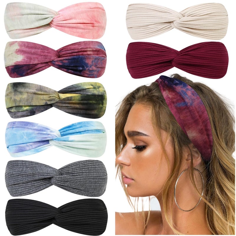 Huachi Boho Headbands for Women  Tie Dye Soft Elastic Turban Hair Wraps Summer Hair Accessories for Girls